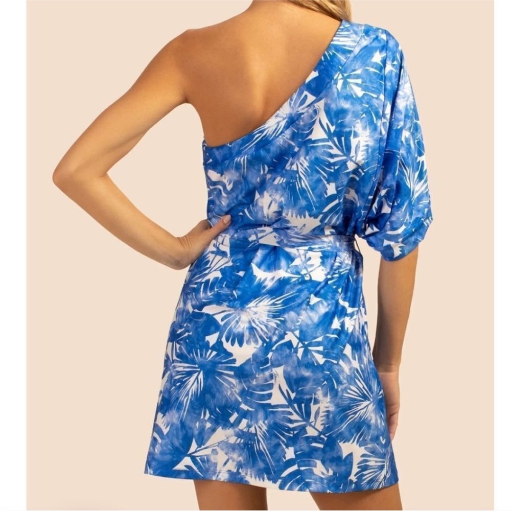 Basque Blue Floral One-Shoulder Dress - Picture 4 of 12